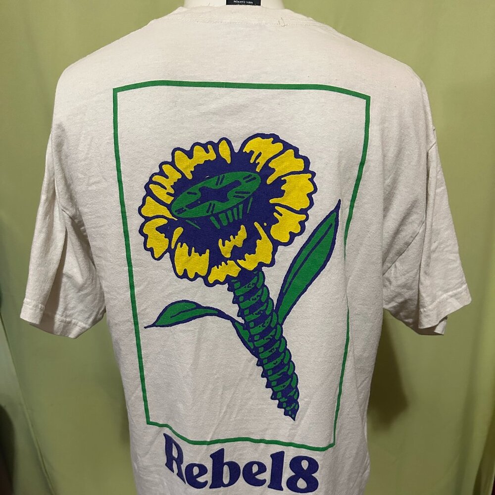 Rebel8 Sunflower Screw Design Men's White T Shirt Size Large Rebel Eight